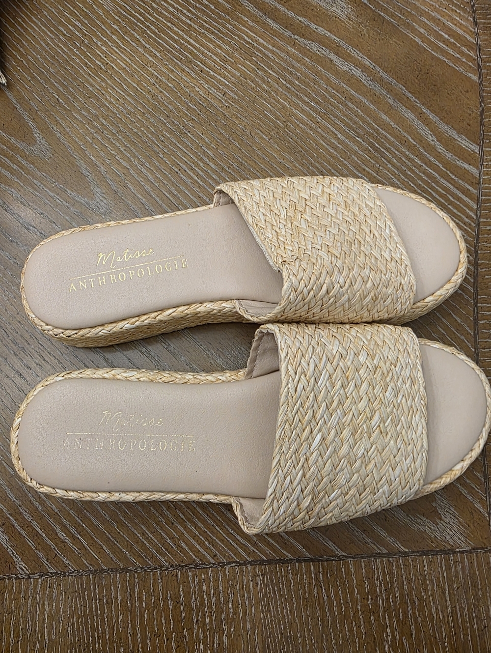 Matisse Anthropologie Montego Tan Woven Platform Slide Size 10